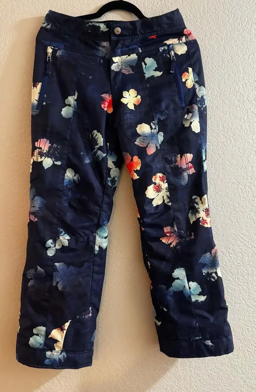 Obermeyer Teen Large 14/16 Floral Ski Snow Pants Girls Waterproof Insulated